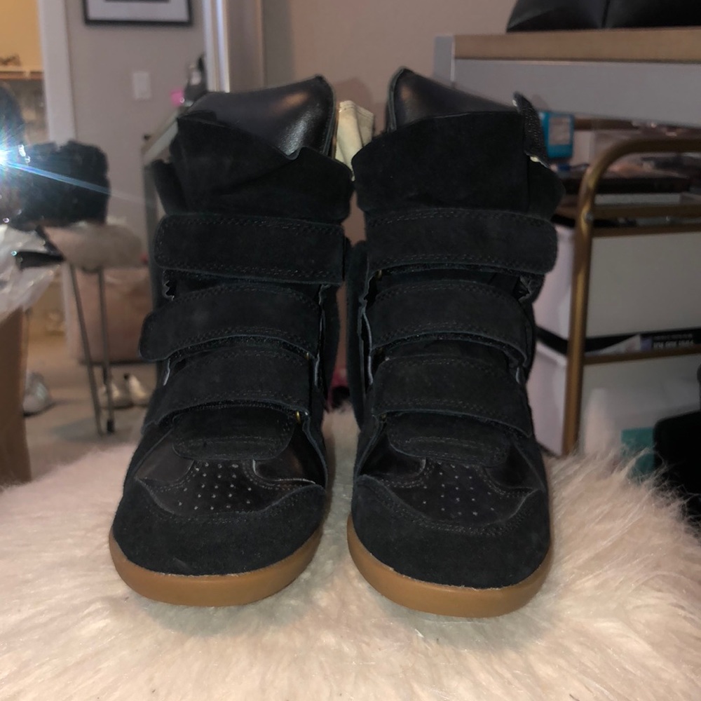 ISABEL MARANT Bekett black suede wedge sneakers